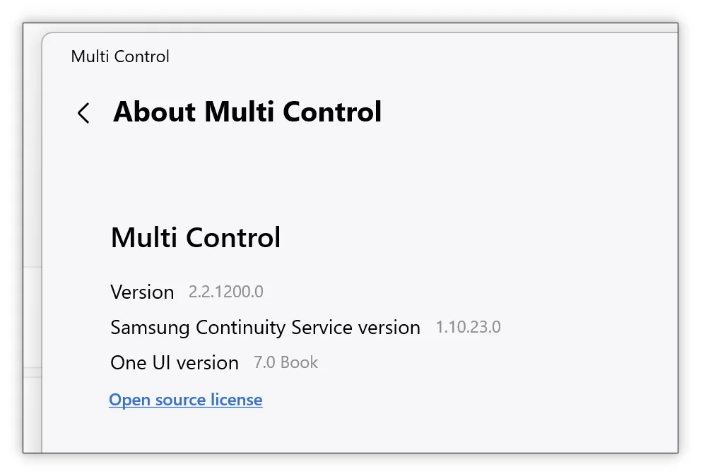 Informazioni sul supporto per i dispositivi con One UI 7.0 nell'app Multi Control. Illustrazione: lemaymayguy Supporto per One UI 7.0 nell'applicazione Multi Control