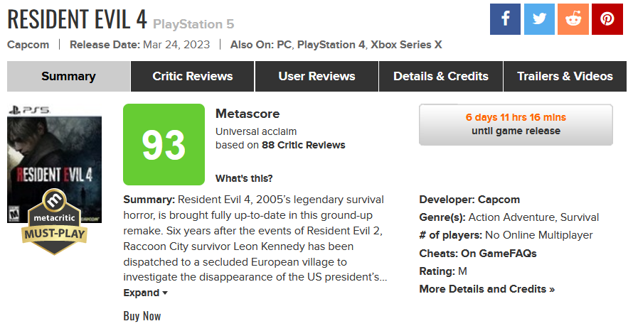 La perfetta rivisitazione dell'horror di culto: i critici hanno pubblicato le prime recensioni del remake di Resident Evil 4. Il gioco ha ottenuto 93 punti su 100 su Metacritic.-2 La perfetta rivisitazione dell'horror di culto: i critici hanno pubblicato le prime recensioni del remake di Resident Evil 4. Il gioco ha ottenuto 93 punti su 100 su Metacritic.-2