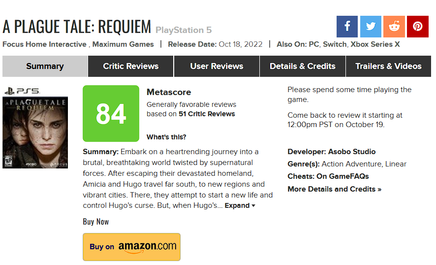Prime stime di A Plague Tale: Requiem. Il gioco viene elogiato per la sua storia e la sua grafica, ma vengono notati una pessima ottimizzazione e dei bug.-2 Prime stime di A Plague Tale: Requiem. Il gioco viene elogiato per la sua storia e la sua grafica, ma vengono notati una pessima ottimizzazione e dei bug.-2