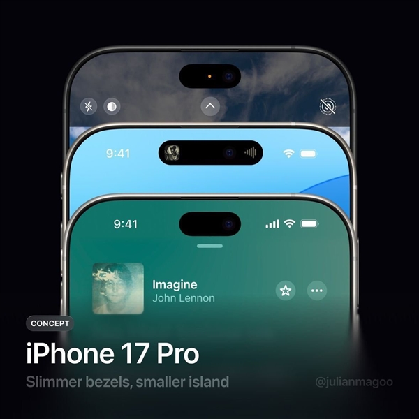 Isola dinamica Un'immagine concettuale della nuova Dynamic Island dell'iPhone 17 Pro