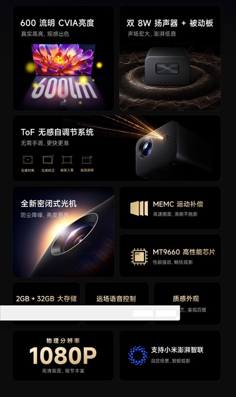 Corpo compatto del proiettore Redmi Projector 4 Pro