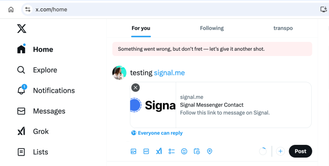 X blocca i collegamenti a Signal X blocca i collegamenti a Signal