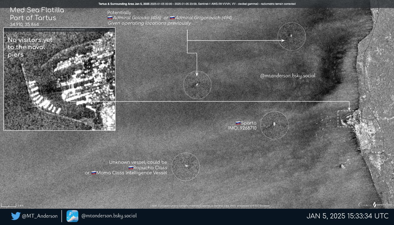 Area acquatica della base di Tartus la mattina del 5 gennaio 2025