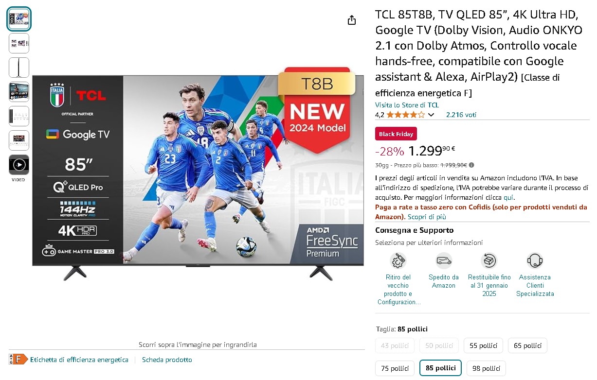 TCL 85T8B Smart TV QLED TCL 85T8B Smart TV QLED