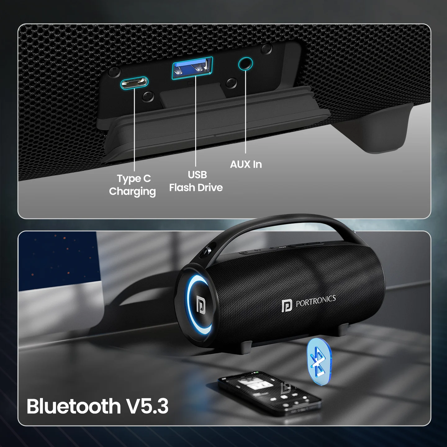 Altoparlante portatile Thunder 2.0 con ricarica USB-C Altoparlante portatile Thunder 2.0 con ricarica USB-C