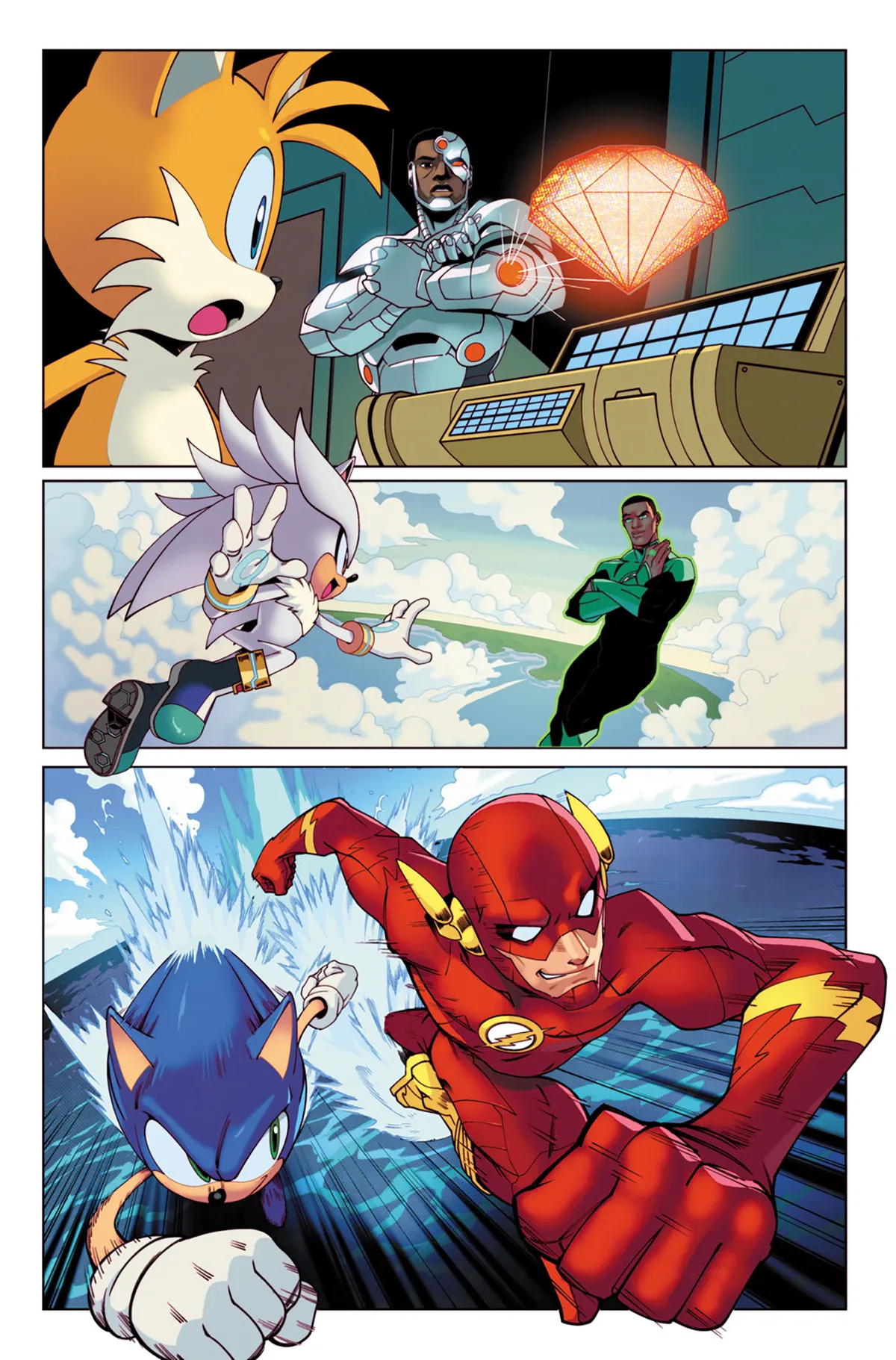 Scena tratta dal fumetto DC X Sonic the Hedgehog 1 Scena tratta dal fumetto DC X Sonic the Hedgehog 1