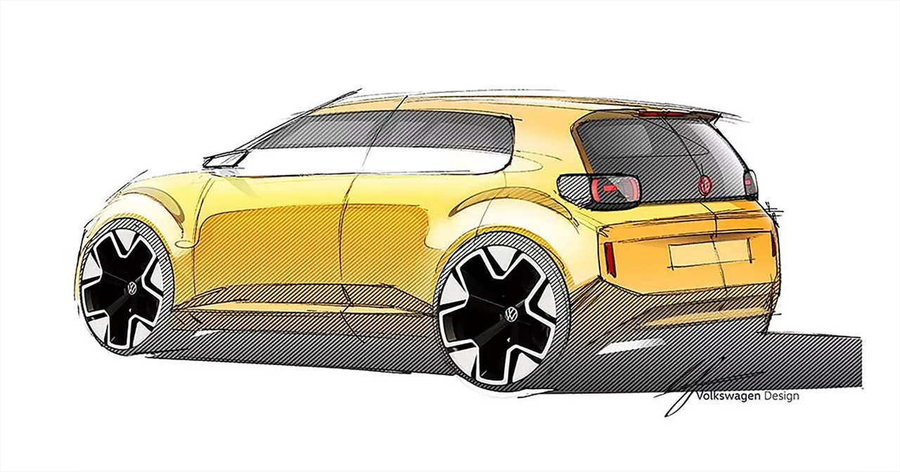 Uno schizzo della nuova auto elettrica Volkswagen da 20.000 euro.