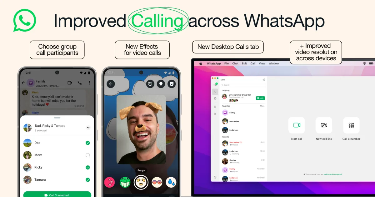 Un'icona per le nuove funzioni di videochiamata di WhatsApp