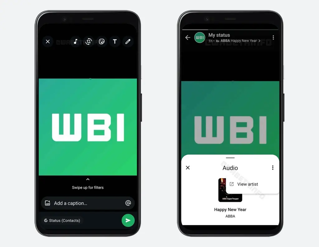 Stato di WhatsApp con musica