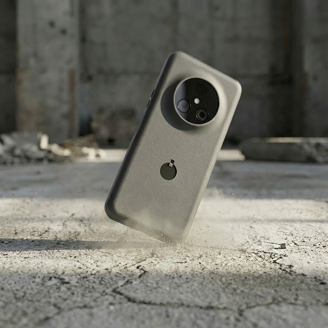 NexPhone in mano, che mostra il suo design elegante e la fotocamera