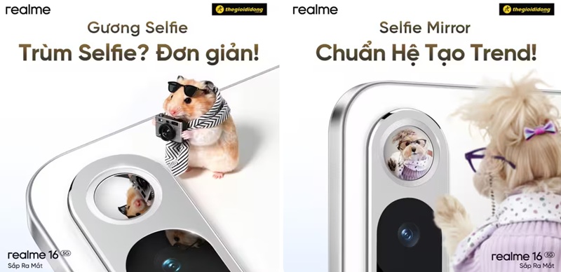 Smartphone Realme 16 5G con una superficie riflettente