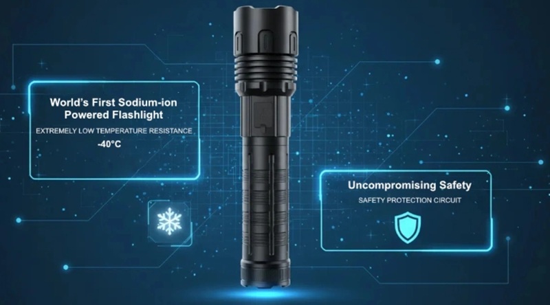 Torcia Sodiumfrostglow con batteria agli ioni di sodio