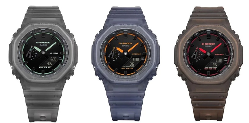 Serie Casio G-Shock GA-2100K - modelli di orologi con accenti al neon