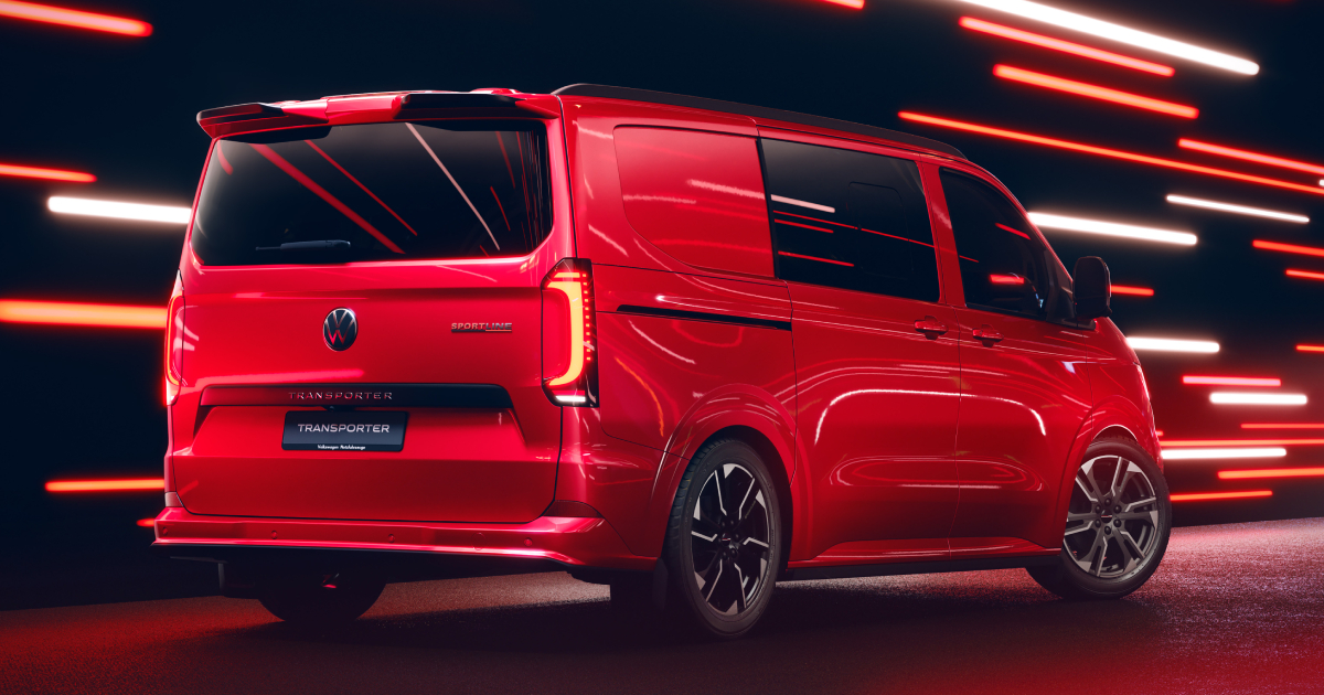Vista posteriore del Volkswagen Transporter Sportline