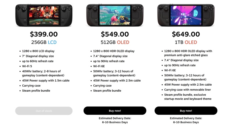 Nuova versione di Steam Deck con display OLED